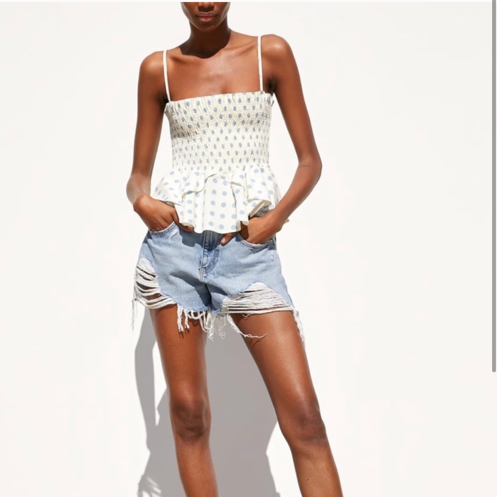 Zara Polka Dot Peplum Top